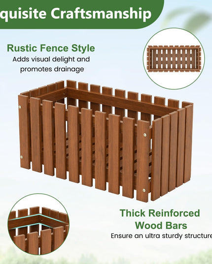 Giantex Slat Style Planter Box for Growing Vegetables Flowers Herbs