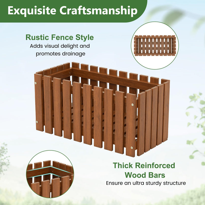 Giantex Slat Style Planter Box for Growing Vegetables Flowers Herbs