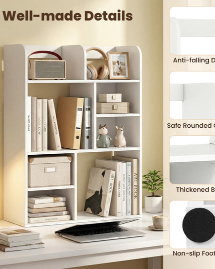 Giantex 3-Tier Desktop Bookshelf with 8 Open Storage Cubes for Computer Desk