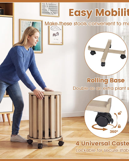Giantex Stackable Stools Set of 4 Solid Wood Nesting Stools