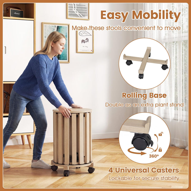 Giantex Stackable Stools Set of 4 Solid Wood Nesting Stools