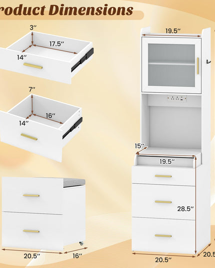 Coiffeuse 3-en-1 CHARMAID avec miroir rabattable