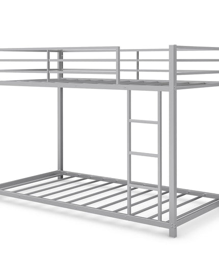 Giantex Metal Bunk Bed Twin Over Twin, Low Profile Bunk Bed Frame with Ladder & Full Length Guardrail