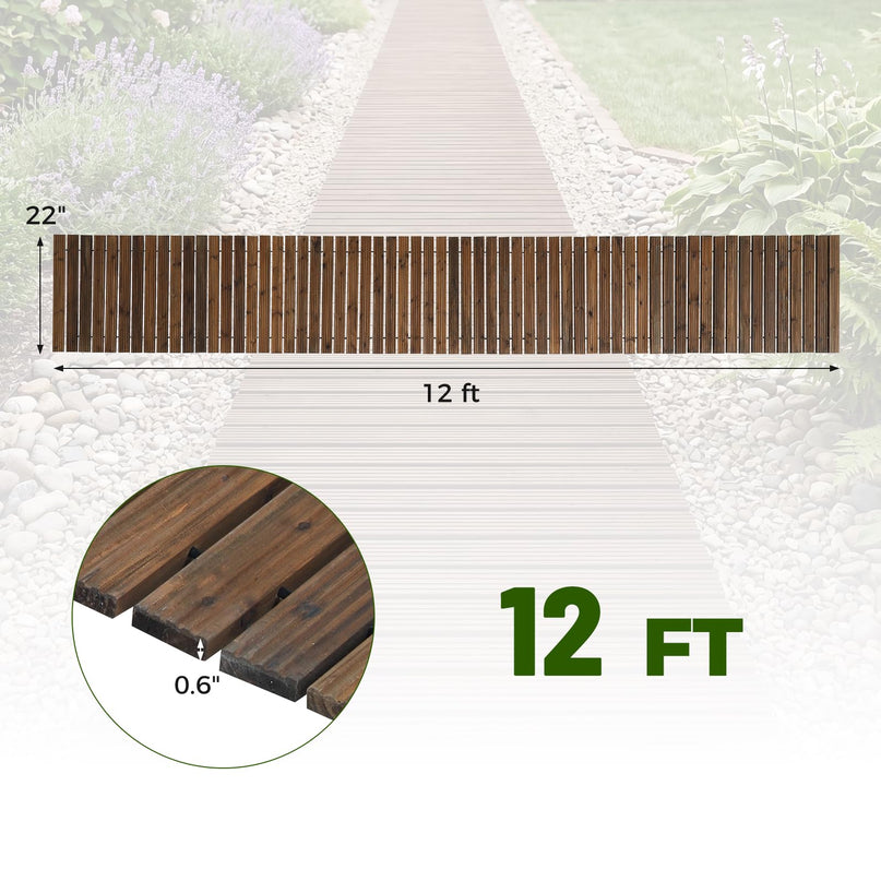 Giantex 12 FT Wooden Garden Pathway with Non-Slip Surface (1/2)