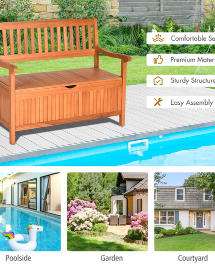 Giantex Patio Bench with Storage, Outdoor Deck Box with Seating for Pool Front Porch Garden Lawn Decor
