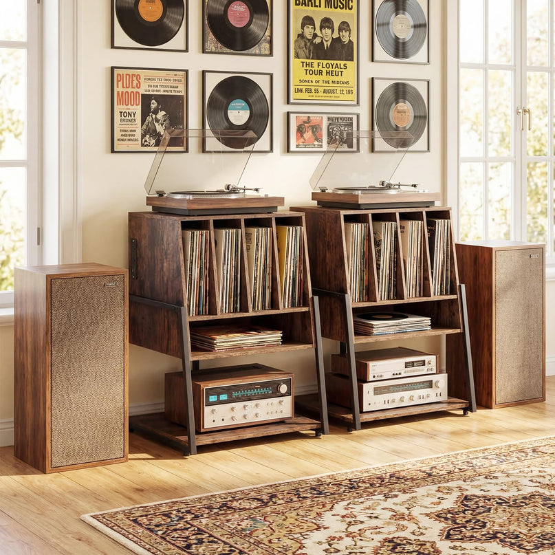Giantex Record Player Stand on Wheels 3-Tier Turntable Stand