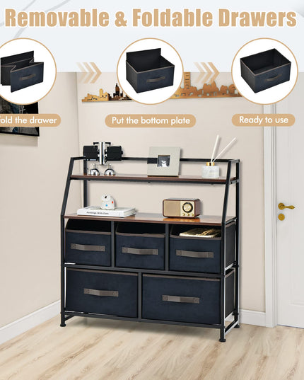 Giantex 5-Drawer Storage Dresser Organizer - Drawer Unit with Top Shelf, Anti-Toppling Design