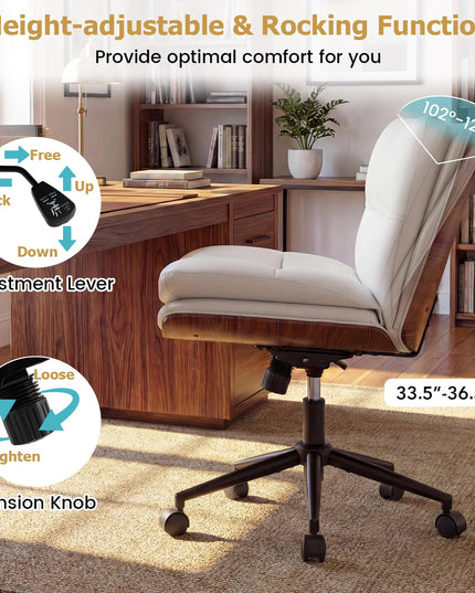 Giantex Armless Office Chair with Wheels for Home Office & Bedroom