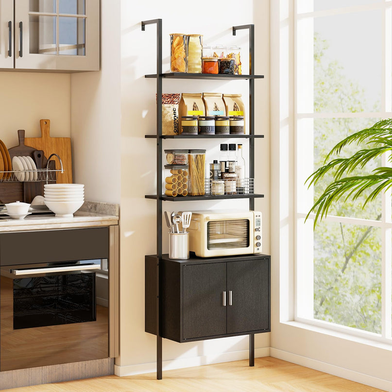 Giantex 5 Tier Wall Mounted Ladder Shelf for Living Room
