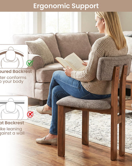 Giantex Upholstered Kitchen Dining Chairs with Curved Backrest