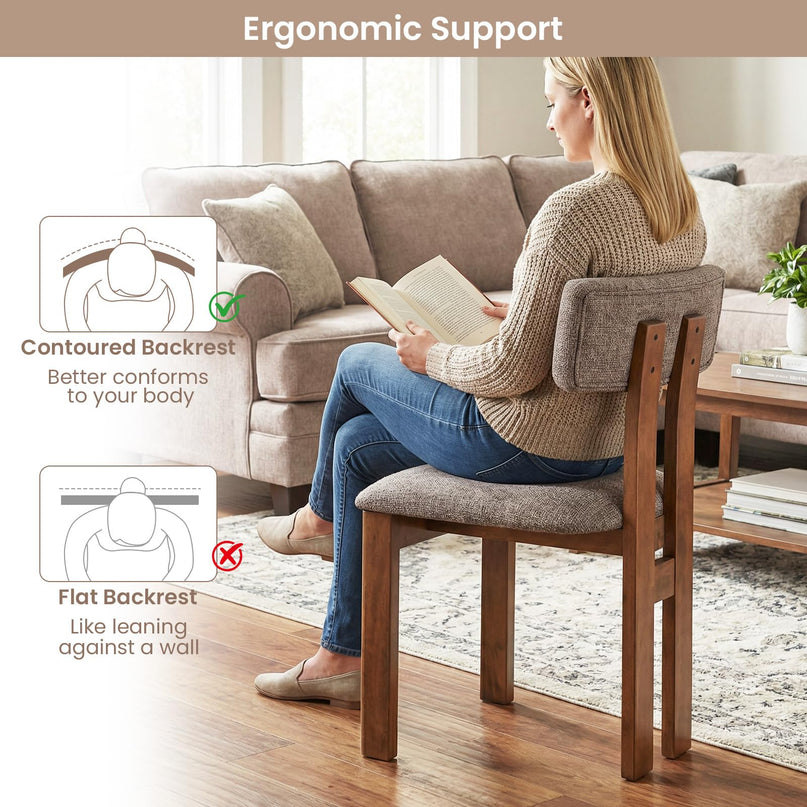 Giantex Upholstered Kitchen Dining Chairs with Curved Backrest