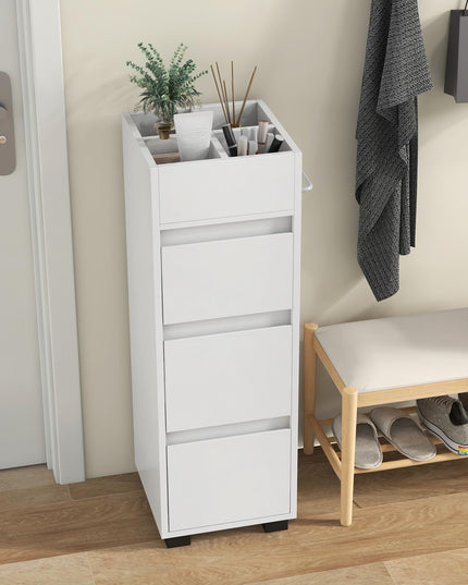 Giantex Small Bathroom Storage Cabinet - Narrow Space-saving Bathroom Cabinet with 3 Drawers
