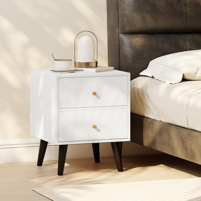 Giantex Night Stand Set 1/2 with Drawers Mid Century Modern Bedside Table