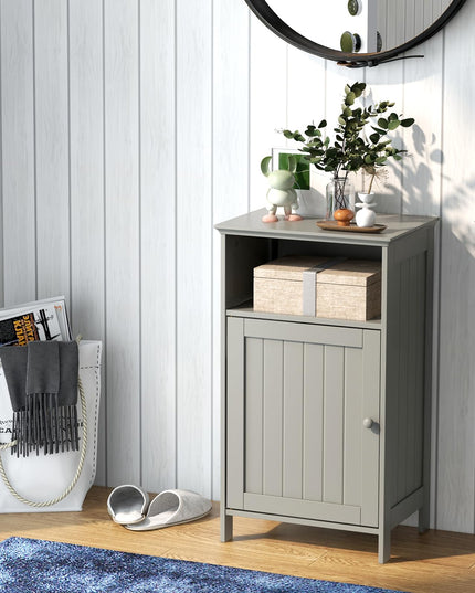 Giantex Bathroom Floor Storage Cabinet - Side Cabinet with Open Compartment, 3-Position Adjustable Shelf