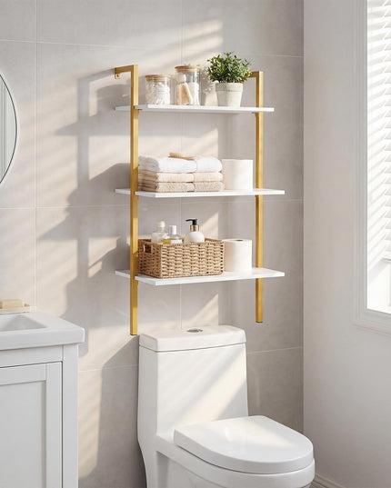 Giantex Ladder Shelf 3-Tier Wood Wall Mounted Bookshelf(1/2)