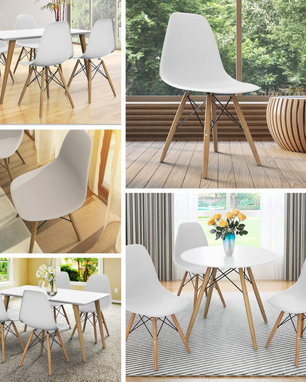 Pre Assembled Mid Century Modern Dining Chairs Set of 2, White