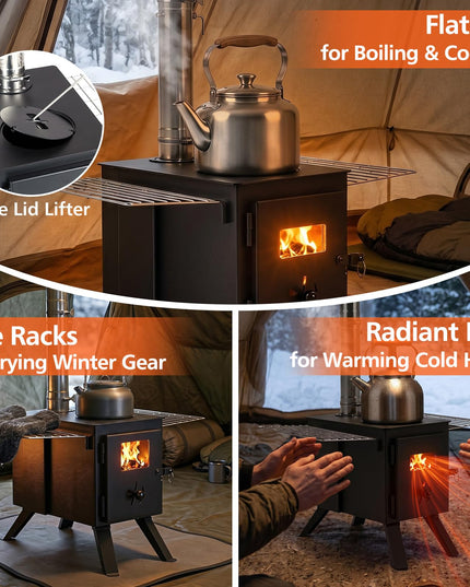 GIANTEX Hot Tent Stove | 8.4 ft Wood Burning Stove with Ash Tray