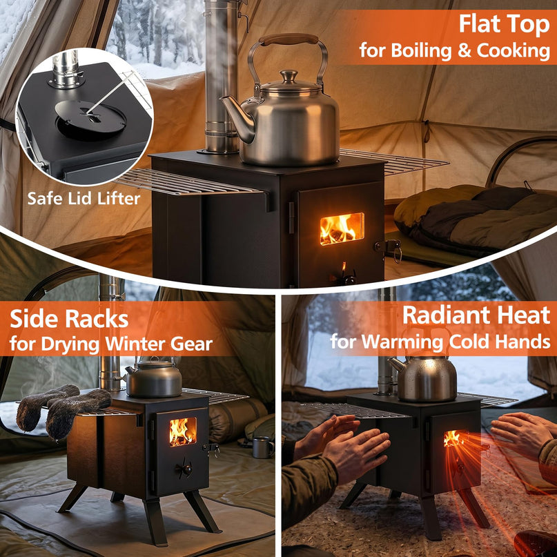 GIANTEX Hot Tent Stove | 8.4 ft Wood Burning Stove with Ash Tray