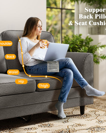 Giantex 3 Seater Couch - 79” Mid Century Modern Upholstered Sofa with Armrests, Sturdy Legs