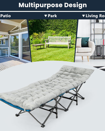 Giantex Camping Cot Pad, 75" x 27.5" x 3" Recliner Cushion with 4 Fixing Straps, Thickened Cushion for Lounge Chair and Swing