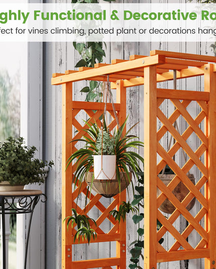 31" x 12.5" x 60" Raised Garden Bed with 2-Sided Trellis & Hanging Roof