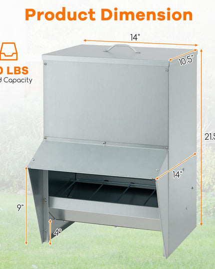 Giantex 50 lbs Galvanized Chicken Feeder