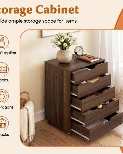 Giantex 5-Drawer Vertical File Cabinet Mobile Office Storage Cabinet