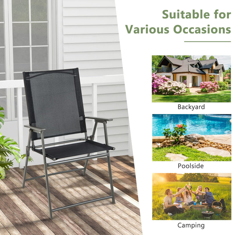 Patio Folding Chairs Set - Giantex