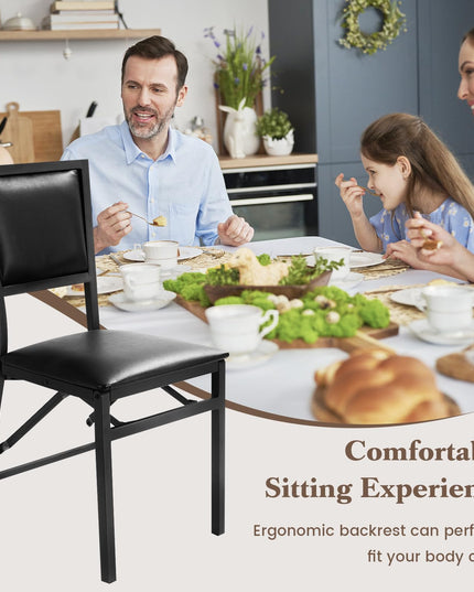 Metal Folding Chair Dining Chairs Home Restaurant Furniture - Giantex