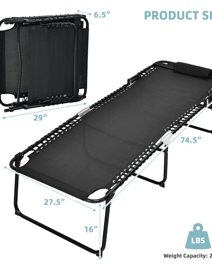 Giantex Patio Lounge Chair Folding Tanning Chair, Sunbathing Chaise Lounge W/Removable Headrest