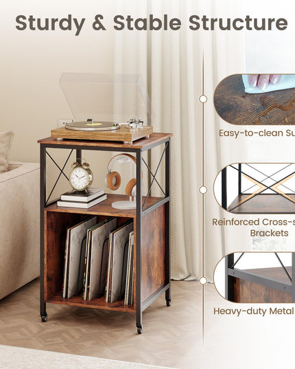 Giantex Record Player Stand with Charging Station for Living Room