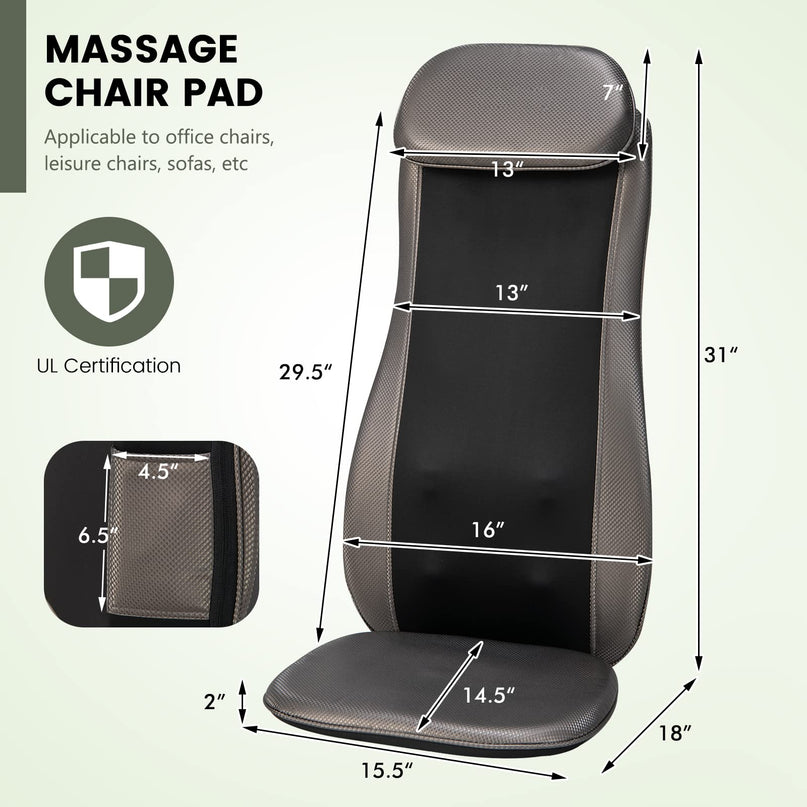 Giantex Back Massager Chair Pad - Massage Seat Cushion with Heat & Vibration