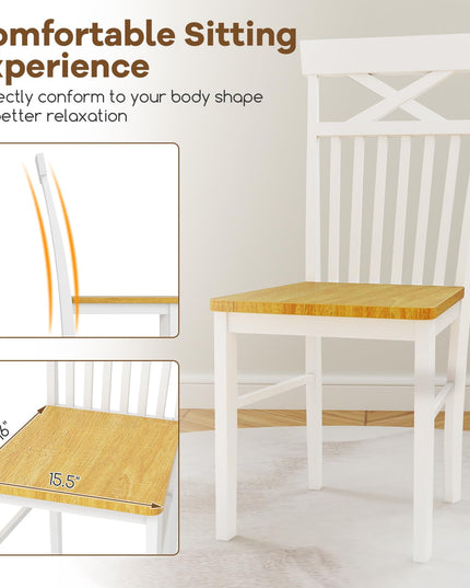 Giantex Wooden Dining Chairs Set of 2/4, Kitchen Chairs w/Rubber Wood Frame, High & Curved Slatted Backrest, Modern Armless Chairs