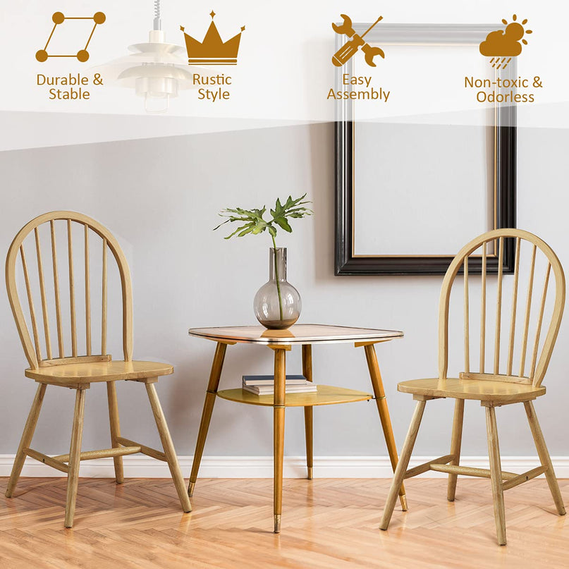 Giantex Wood Dining Chairs, French Country Armless Spindle Back Dining Chairs