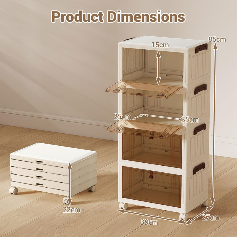 Giantex 6/4-Tier Plastic Storage Bins with Lid for Living Room