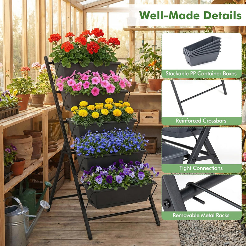 Giantex 5-Tier Vertical Garden Planter w/Drainage System & Removable Tray (1/2)