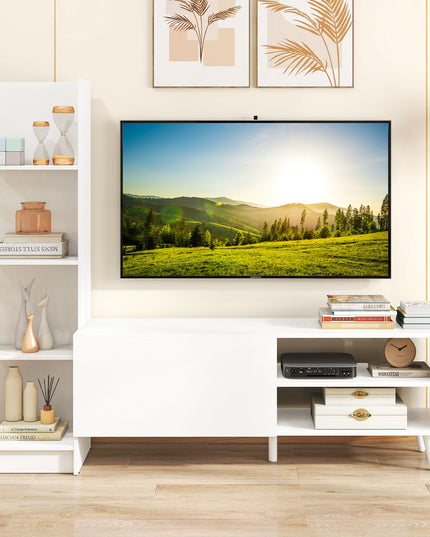 Giantex Book Shelf TV Stand for 50 Inch TV L-Shaped Entertainment