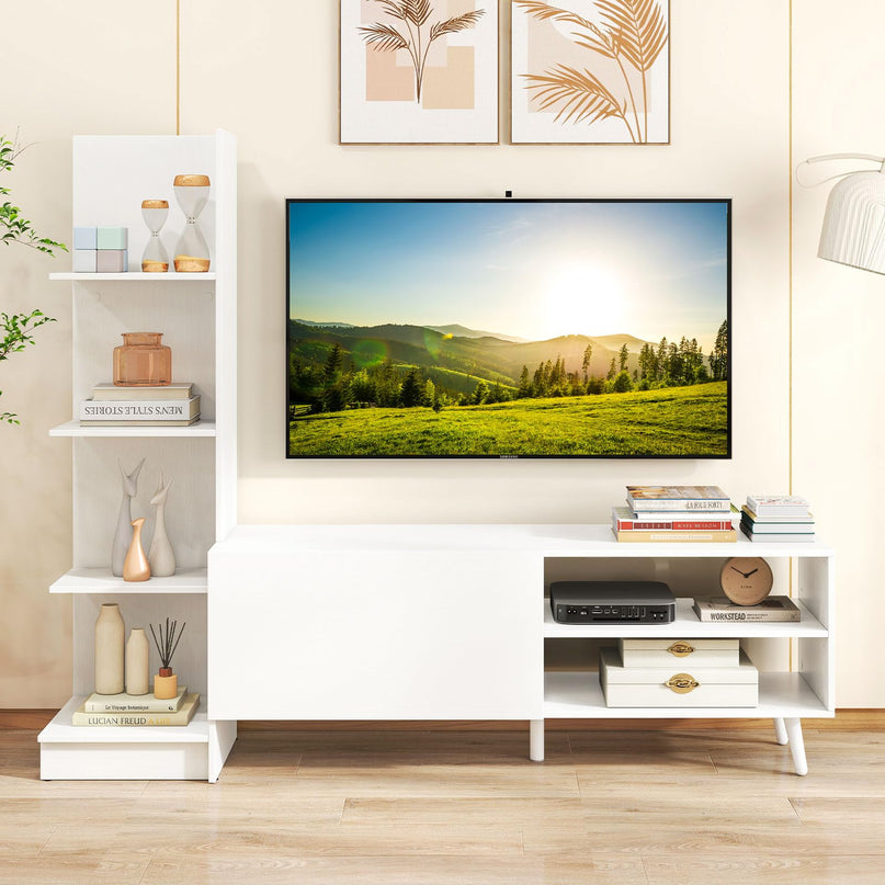 Giantex Book Shelf TV Stand for 50 Inch TV L-Shaped Entertainment