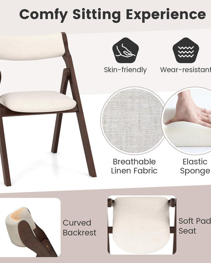 Giantex Folding Dining Chairs, Upholstered Kitchen Chairs w/Comfy Padded Backrest & Seat