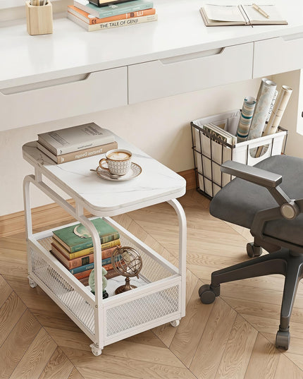 Giantex Rolling Side Table with Mesh Storage Basket