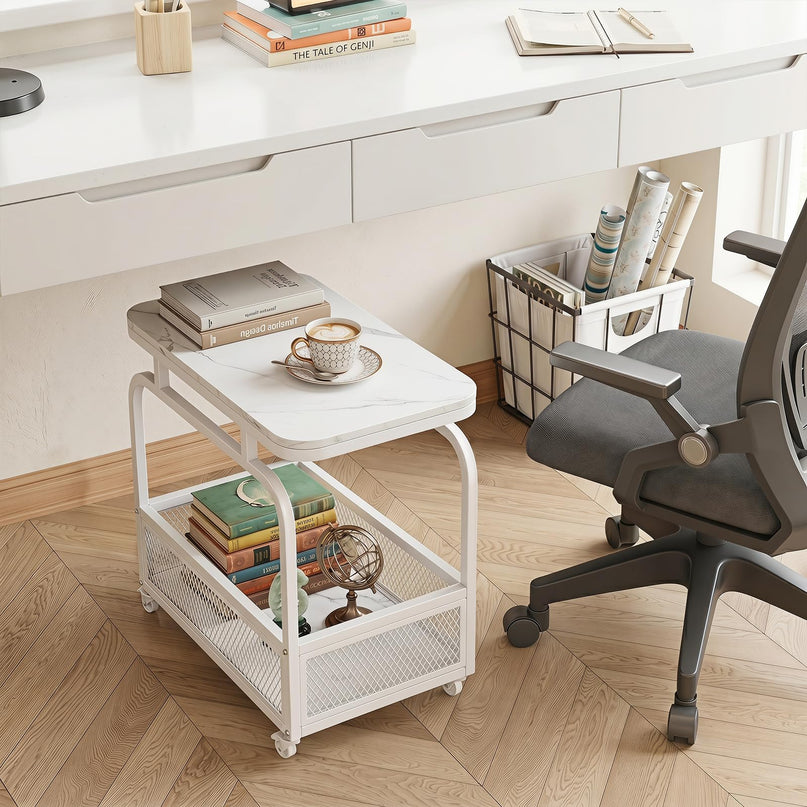 Giantex Rolling Side Table with Mesh Storage Basket