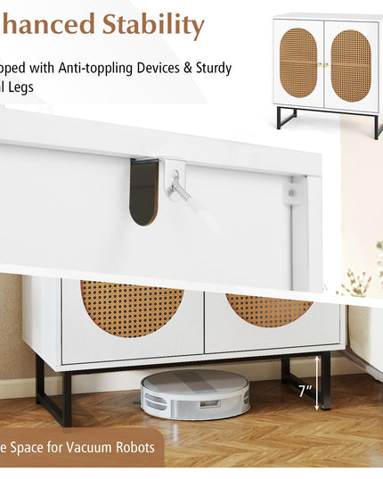 Giantex Small PE Rattan Buffet Cabinet with Storage for Kitchen