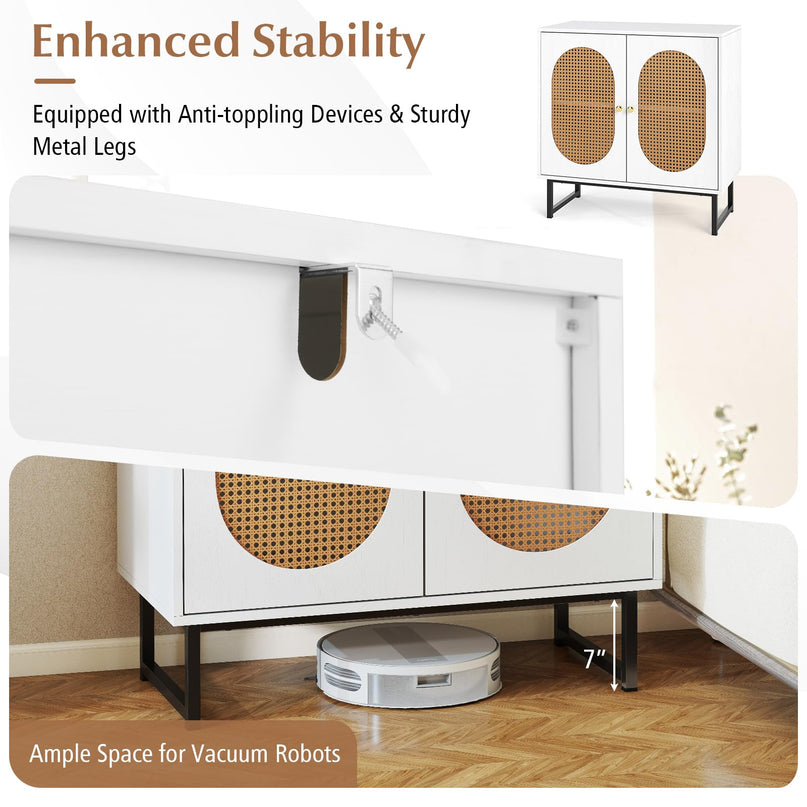 Giantex Small PE Rattan Buffet Cabinet with Storage for Kitchen