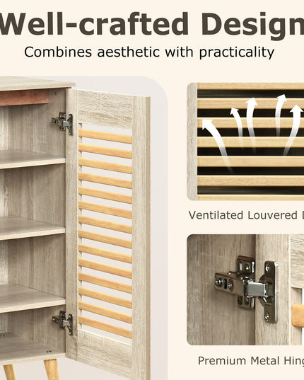 Giantex Shoe Cabinet with 2 Louvered Doors for Entryway