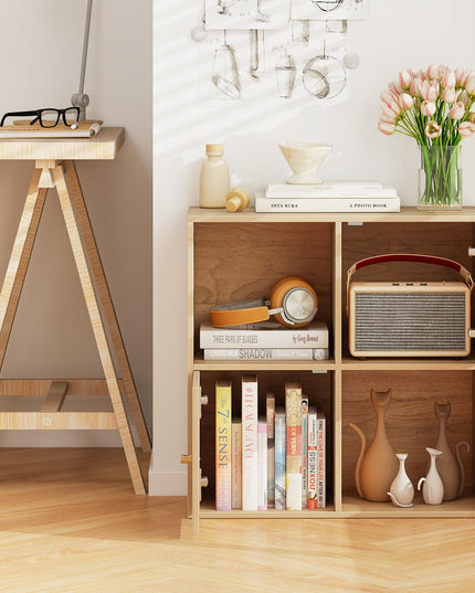 Giantex 4 Cube Bookcase, 2-Tier Freestanding Book Shelf with Open Compartments