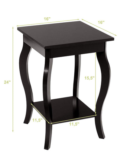 16" End Table W/Storage & Shelf Curved Legs Home Furniture for Living Room