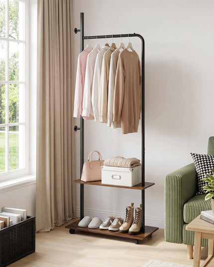 Giantex Clothes Rack with Wheels | 69" Freestanding Garment Rack with Hanging Rod