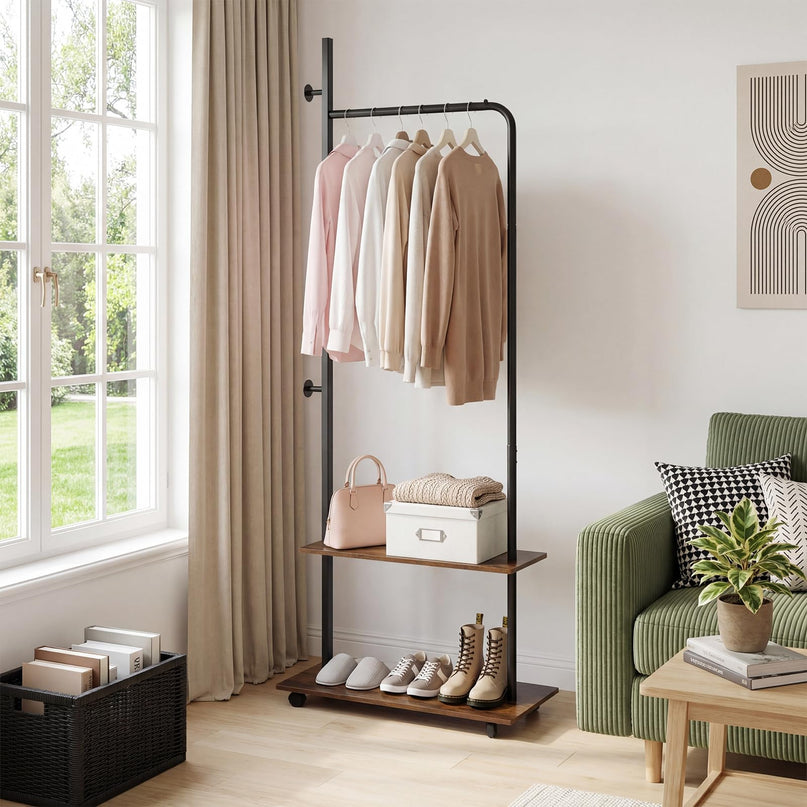 Giantex Clothes Rack with Wheels | 69" Freestanding Garment Rack with Hanging Rod