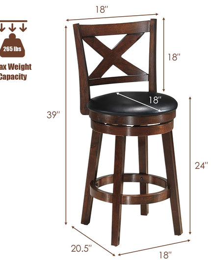 Counter Height Dining Chair, Fabric Upholstered 360 Degree Swivel, PVC Cushioned Seat, Perfect for Dining and Living Room