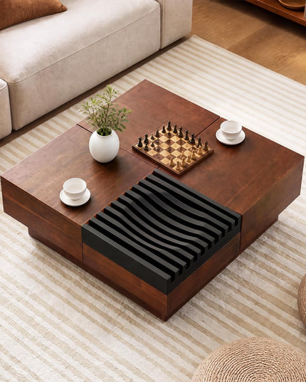 GIANTEX 32" Square Coffee Table with Sliding Top